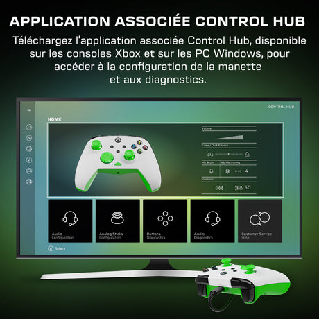 Manette de jeu - Xbox Series X|S, Xbox One et PC - Rematch Core - RGB - Filaire - Blanc / Vert - TURTLE BEACH