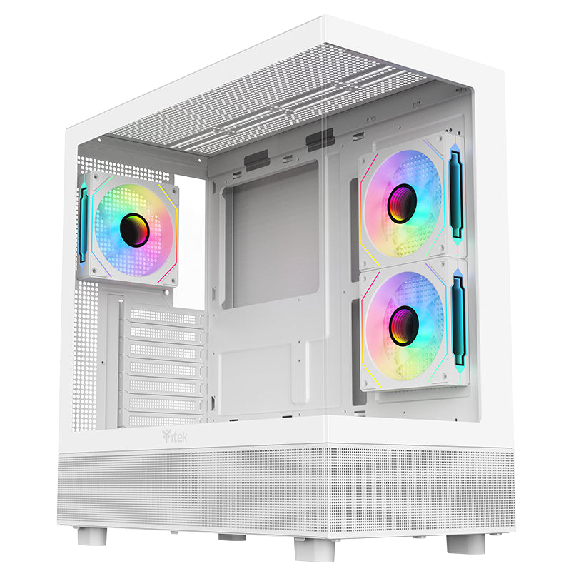 Boitier Moyen Tour ATX iTek Showbui 42 RGB avec panneaux vitrés (Blanc)
