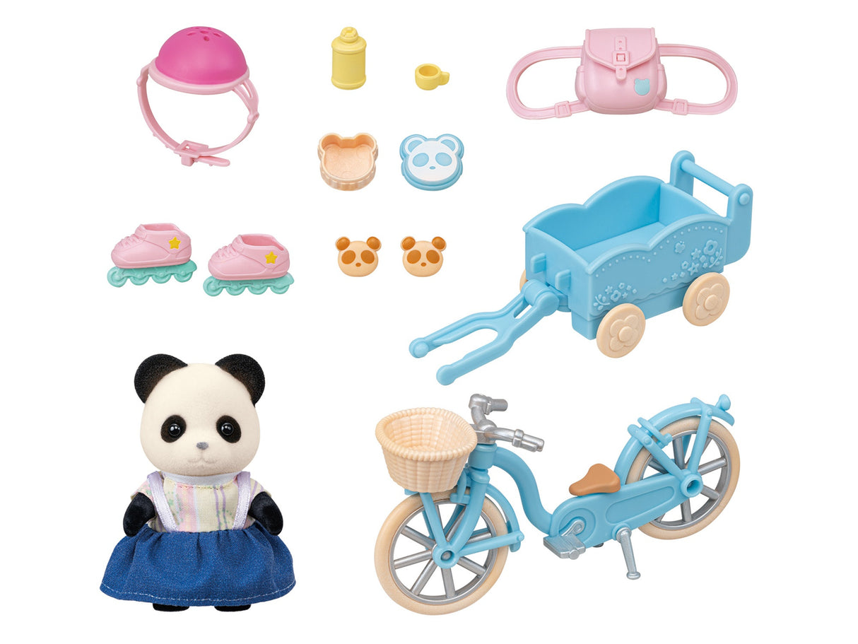 La fille panda, son vélo et sa remorque - Sylvanian Families - 5652