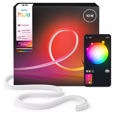 Ruban LED - PHILIPS HUE - Neon extérieur - 10 metres - 1100 lm - Ambiance -  Aujustable - Résistant - Base tension