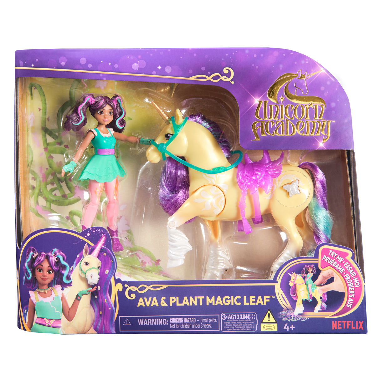 Unicorn Academy Licorne Leaf avec Lumieres et Poupée Ava