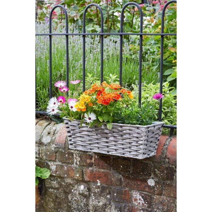 Jardiniere - Faux Rotin - Bari gris - 48 cm - SMART GARDEN