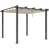 Pergola toit rétractable - CORDOBA -  Structure en aluminium - Toile en polyester - Beige - 3 x 3 m