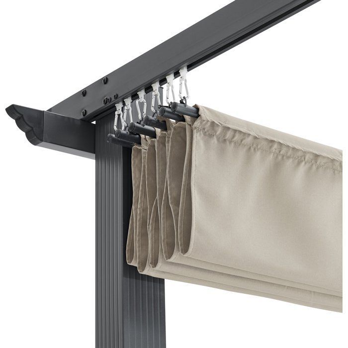 Pergola toit rétractable - CORDOBA -  Structure en aluminium - Toile en polyester - Beige - 3 x 3 m