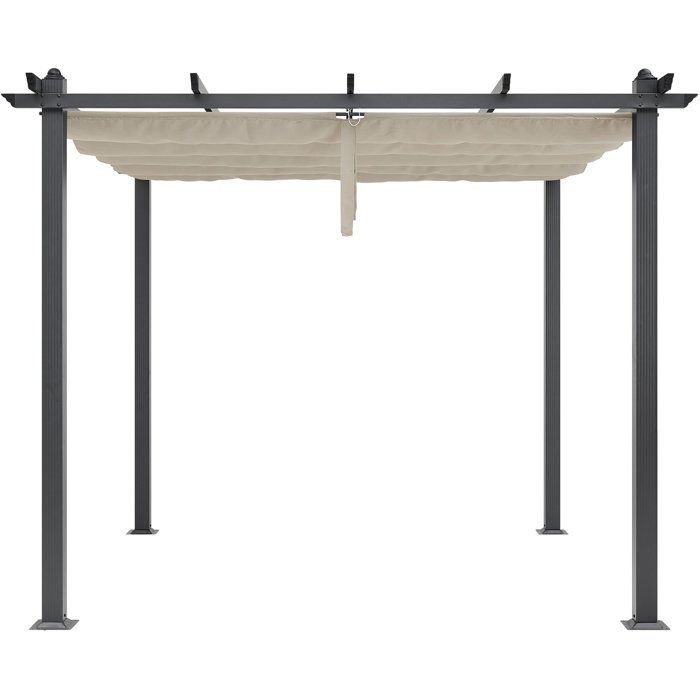 Pergola toit rétractable - CORDOBA -  Structure en aluminium - Toile en polyester - Beige - 3 x 3 m