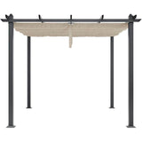 Pergola toit rétractable - CORDOBA -  Structure en aluminium - Toile en polyester - Beige - 3 x 3 m