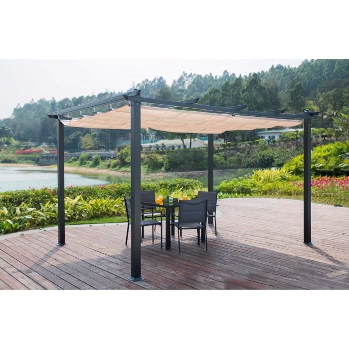 Pergola en aluminium CORDOBA - Ecru - 4 x 3 m