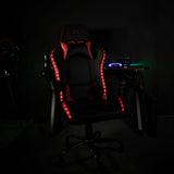 Chaise de bureau gaming - KONIX - Phantom - Éclairage RVB - Inclinaison 135° - Synthétique - Coussin lombaires et cervicaux - Noir