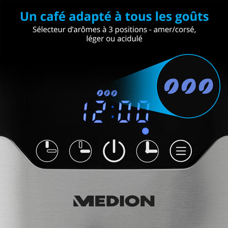Cafetiere filtre programmable avec carafe - MEDION - MD 18458 - isotherme - 900W - 1,2 L