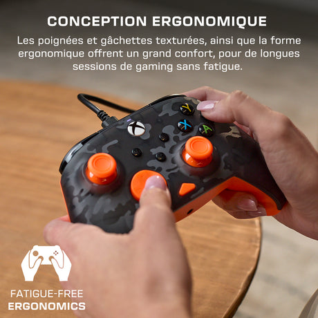 Manette de jeu - Xbox Series X|S, Xbox One et PC - Rematch Core - RGB - Filaire - Camouflage Noir / Orange - TURTLE BEACH