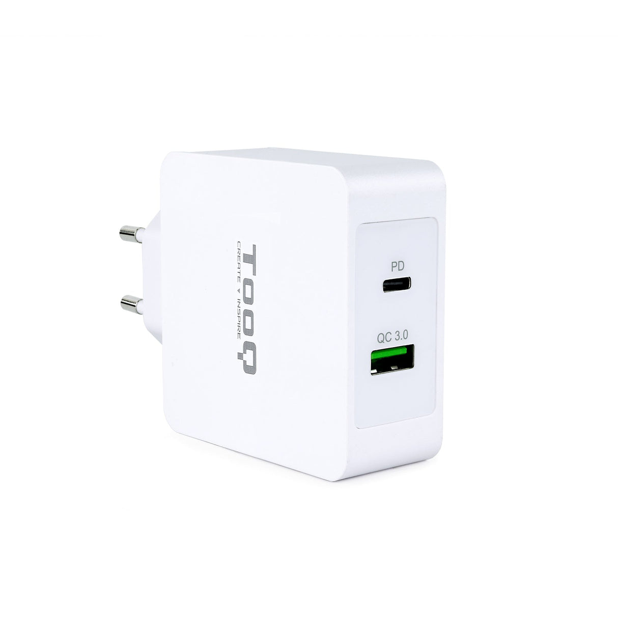 Chargeur secteur TooQ 1x port USB-A + 1x port USB-C 27W (Noir)