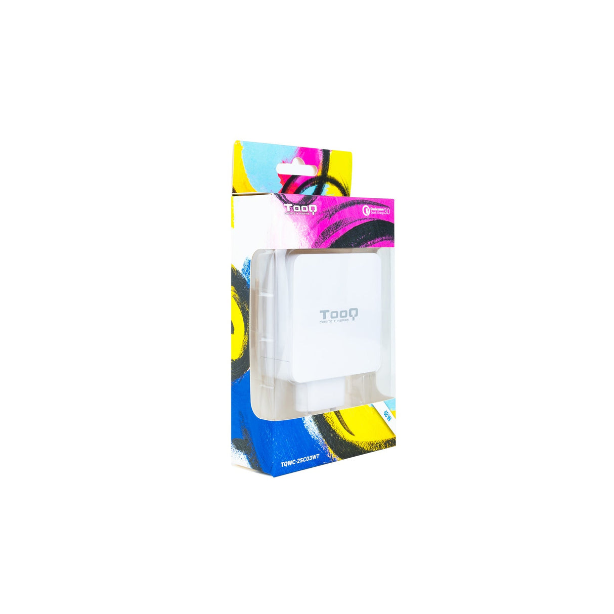 Chargeur secteur TooQ 1x port USB-A + 1x port USB-C 27W (Noir)