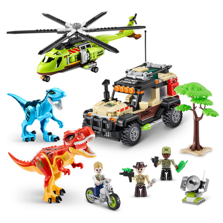 Set de Construction - ZURU - Dino Adventure Dino Hunt (592 pieces) - Aventure préhistorique avec dinosaures et véhicules