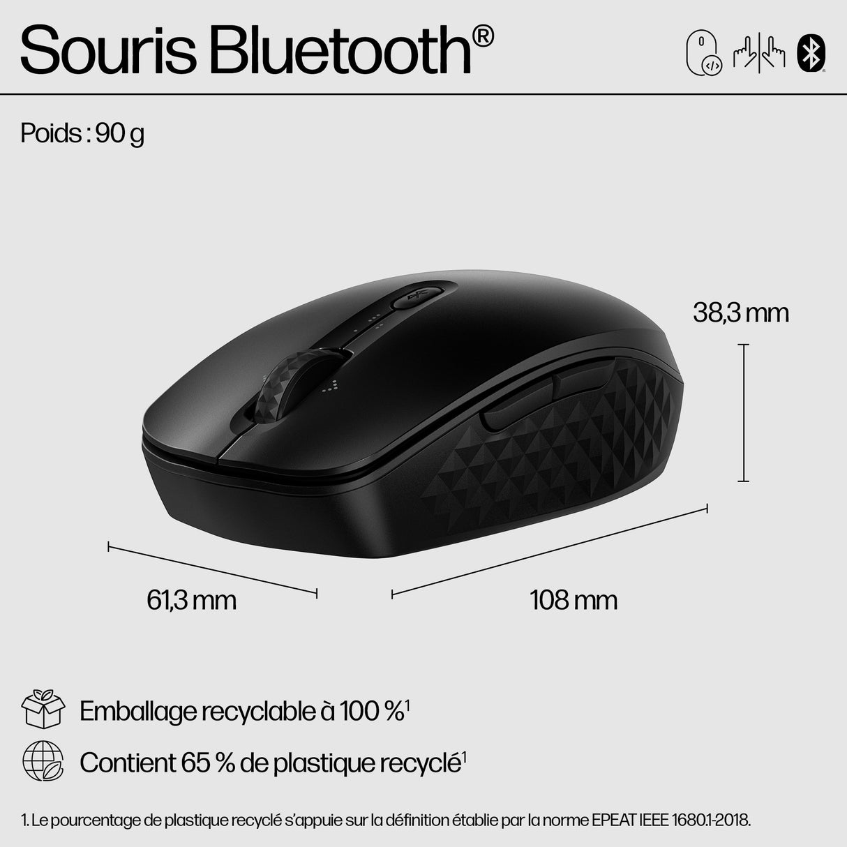 Souris sans fil Bluetooth Programmable HP 420 (Noir)