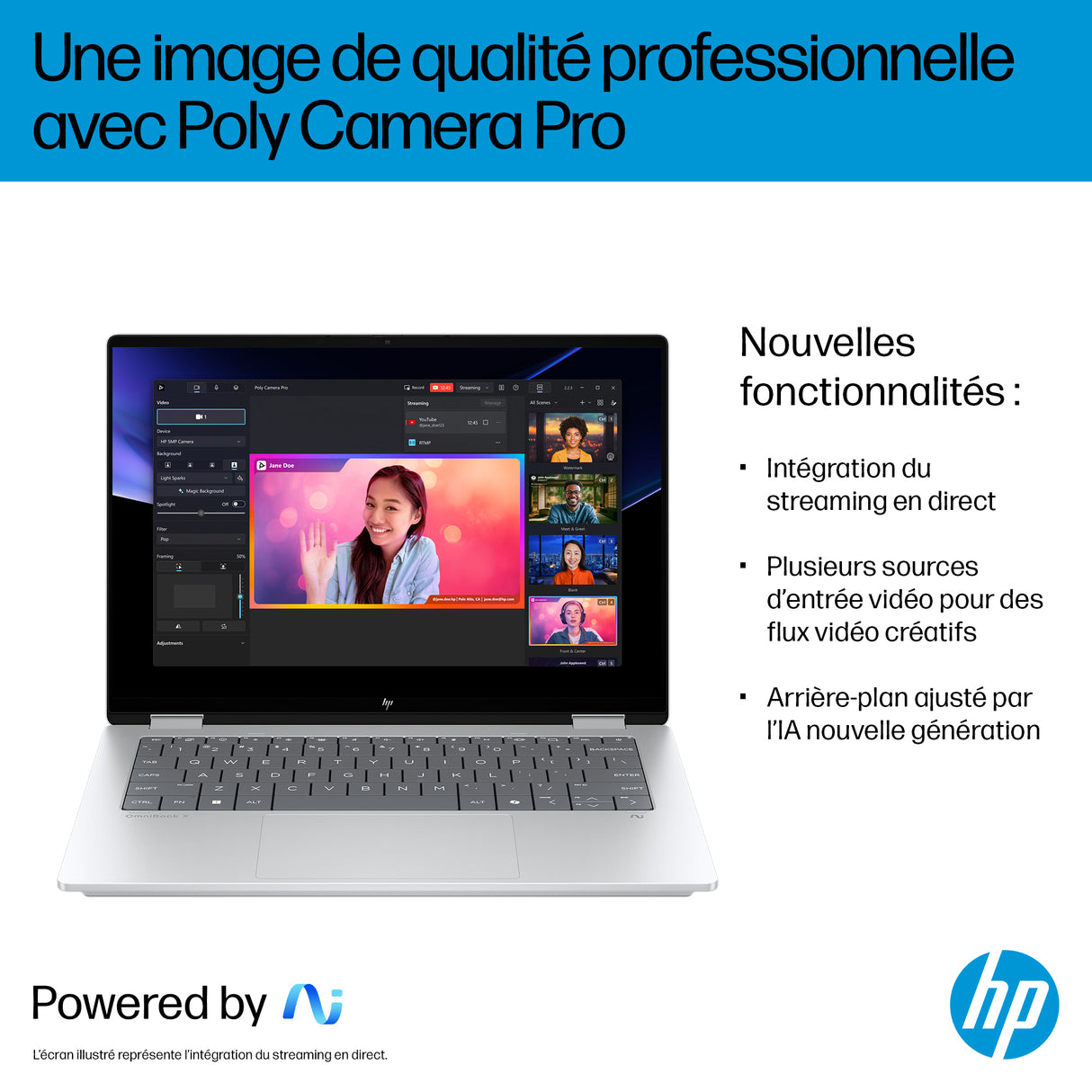 PC Portable HP OmniBook X Flip 2-en-1 14-fm0009nf - Windows 11 - 14 2K OLED - Core Ultra 5 226V - RAM 16Go - 512Go SSD - AZERTY