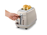 Grille pain - Delonghi - Icona Vintage - 2 tranches - 6 positions - Beige brillant / Base et poignée Chocolat