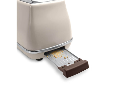 Grille pain - Delonghi - Icona Vintage - 2 tranches - 6 positions - Beige brillant / Base et poignée Chocolat