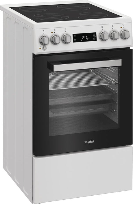 Cuisiniere vitrocéramique - WHIRLPOOL - W5V5LCW - 4 foyers - 7900 W - L50 cm - Blanc