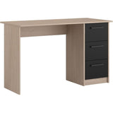 PARISOT Bureau droit 3 tiroirs - DÈcor chene Brooklyn - L 121,4 x P 55 x H 74.5 cm - ESSENTIEL