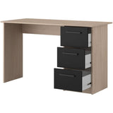 PARISOT Bureau droit 3 tiroirs - Décor chene/noir - L 121,4 x P 55 x H 74.5 cm - ESSENTIEL