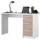 Bureau droit ESSENTIEL - 3 tiroirs - DÈcor chene et blanc - L 121,2 x P 55 x H 74,5 cm - PARISOT