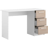 Bureau droit ESSENTIEL - 3 tiroirs - DÈcor chene et blanc - L 121,2 x P 55 x H 74,5 cm - PARISOT