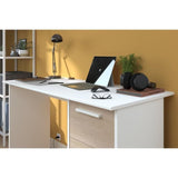 Bureau droit ESSENTIEL - 3 tiroirs - DÈcor chene et blanc - L 121,2 x P 55 x H 74,5 cm - PARISOT