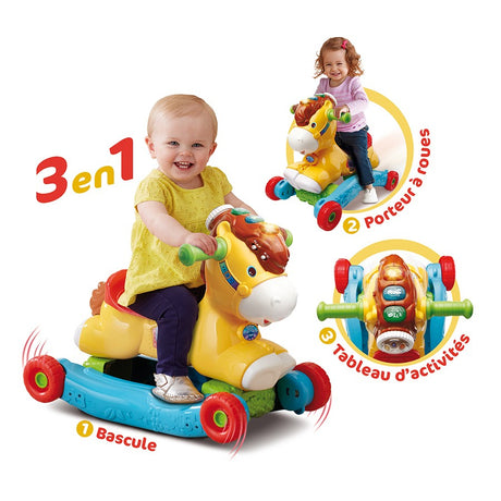 Porteur a Bascule P'tit Galop, Mon Poney Basculo 2en1 - VTECH BABY - Parlant et Lumineux - Multicolore