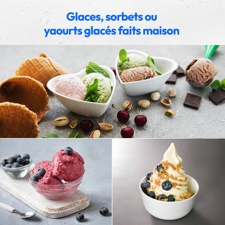 MEDION Machine a glace avec compresseur (convient pour la préparation de cremes glacées, yaourts glacés & sorbets, 1 litre, 100