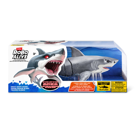 Jouet Interactif - ZURU - Shark Attack Robo Alive - Grand requin blanc avec mouvements réalistes et yeux brillants