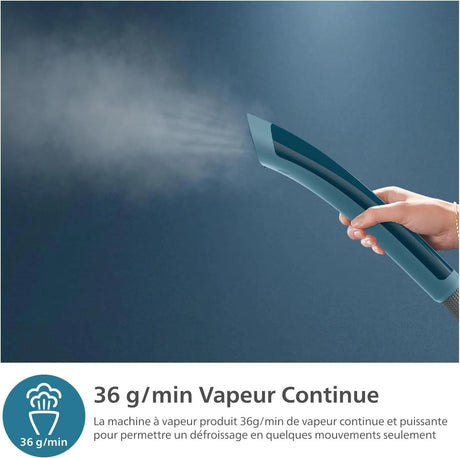 Défroisseur sur pieds - PHILIPS - STE1040/20 - Steamer avec table Série 1000 - 36gr/min vapeur continue - 1800W - 45sec - Bleu