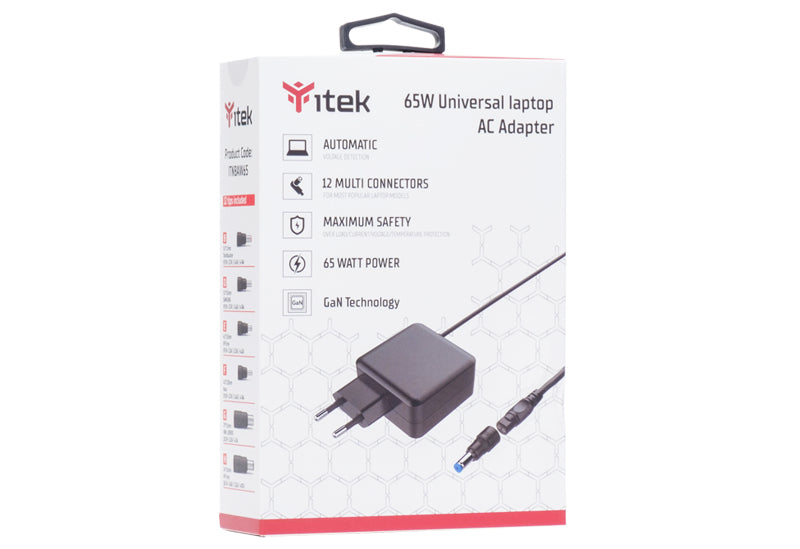 Chargeur universel Itek Slim pour ordinateur portable 65W (8 embouts)