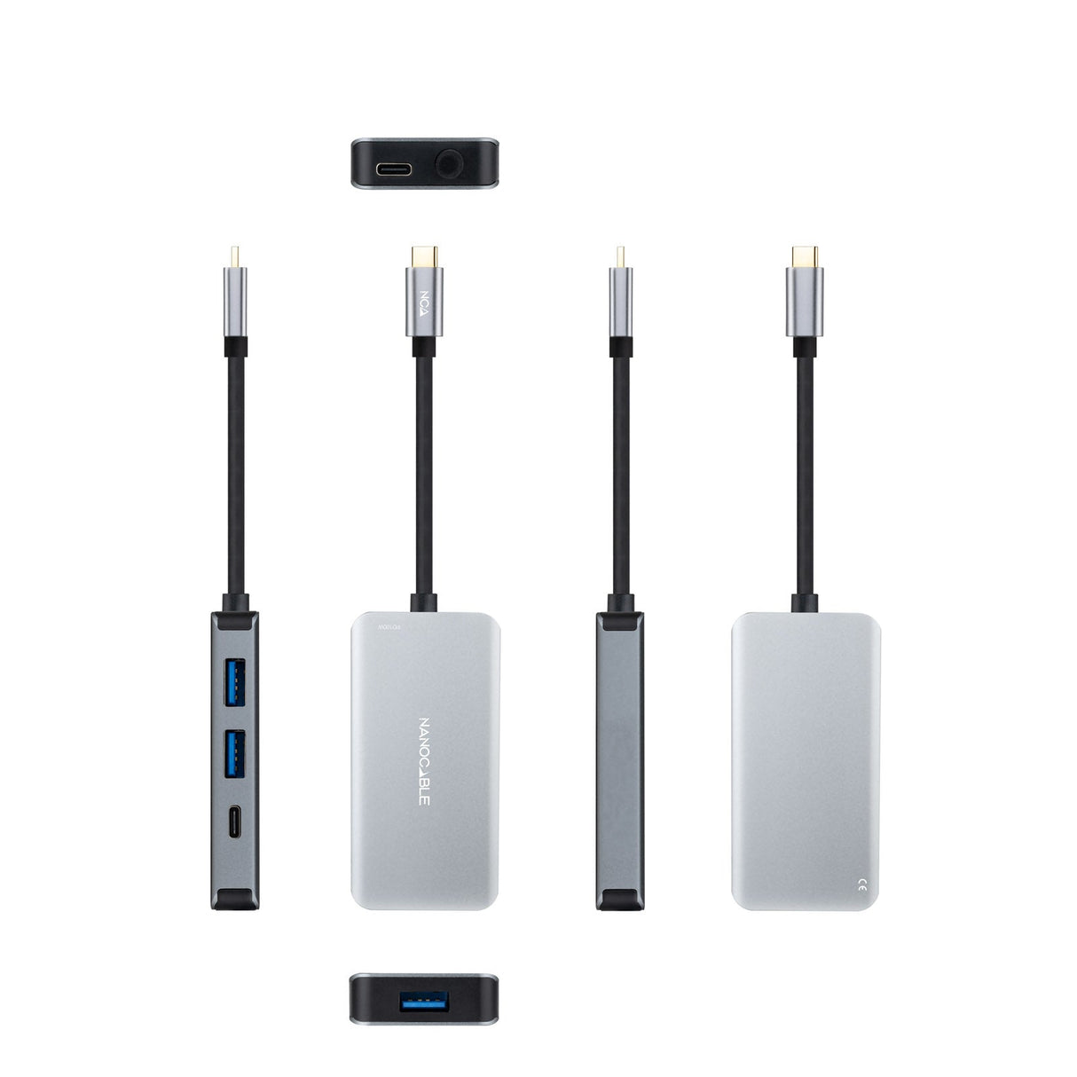 Hub USB-C 3.2 Nanocable - 3x USB-A et 2x USB-C (Gris)