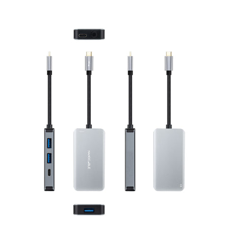 Hub USB-C 3.2 Nanocable - 3x USB-A et 2x USB-C (Gris)