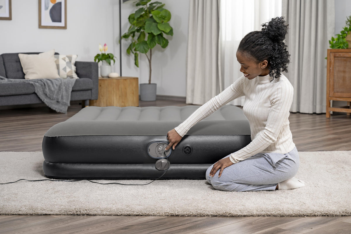 Matelas gonflable - BESTWAY - 671BU - Tritech Queen - 2 places, pompe USB intégrée, 2,03 m x 1,52 m x 36 cm