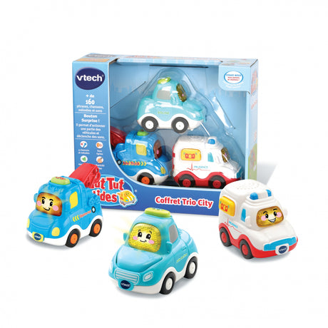 VTECH - Tut Tut Bolides - Coffret Trio City (Berline + Dépanneuse + Ambulance)