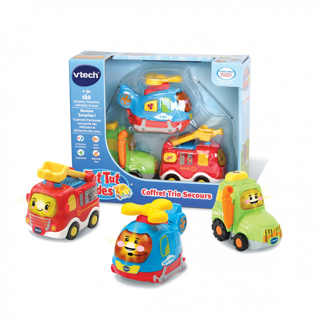 Coffret Trio Secours - VTECH - Tut Tut Bolides - Camion de pompiers, tracteur et hélico - 1 a 5 ans