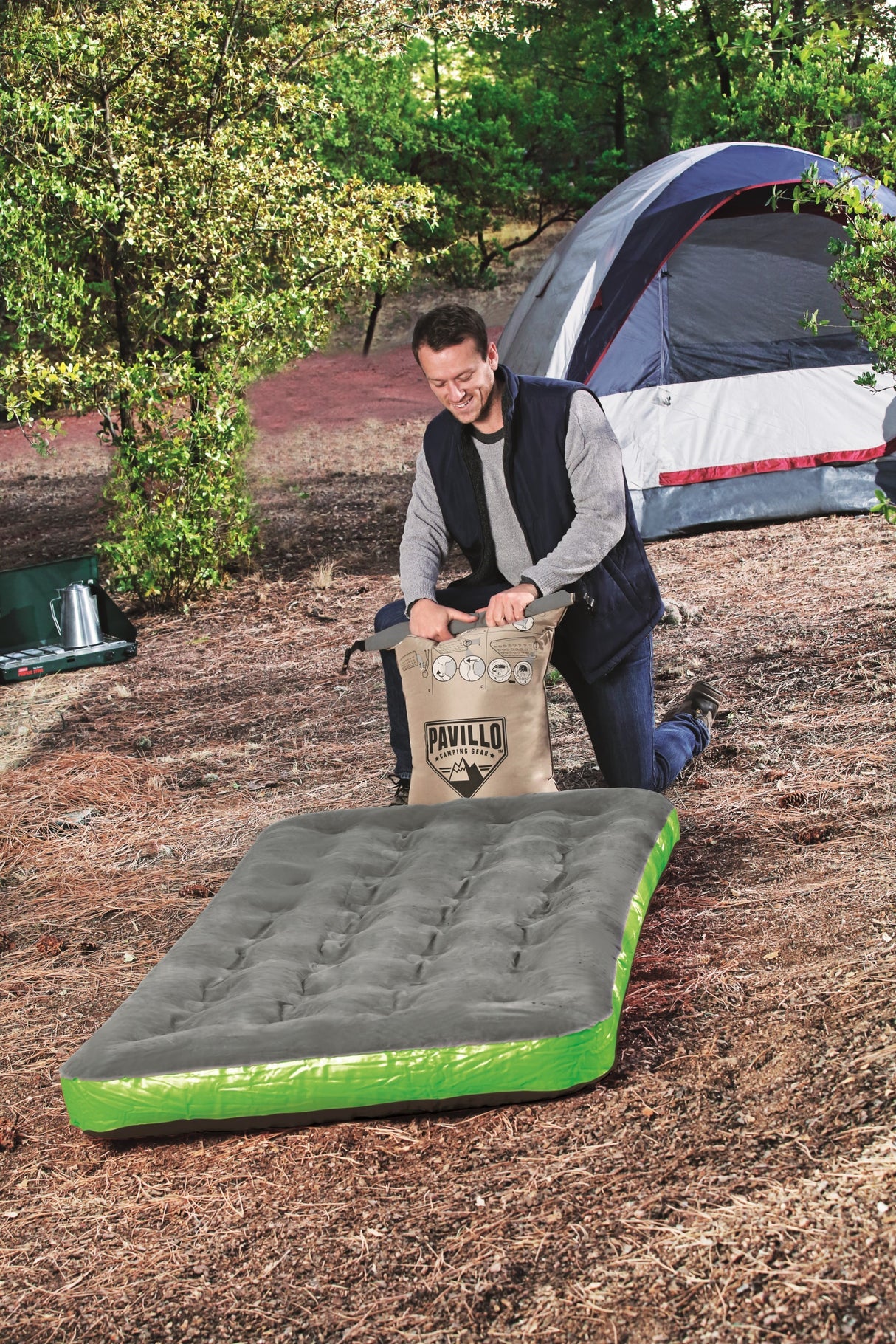 BESTWAY Matelas gonflable camping Pavillo - 1 place Roll & Relax - 188 x 99 x 22 cm - Avec sac de gonflage