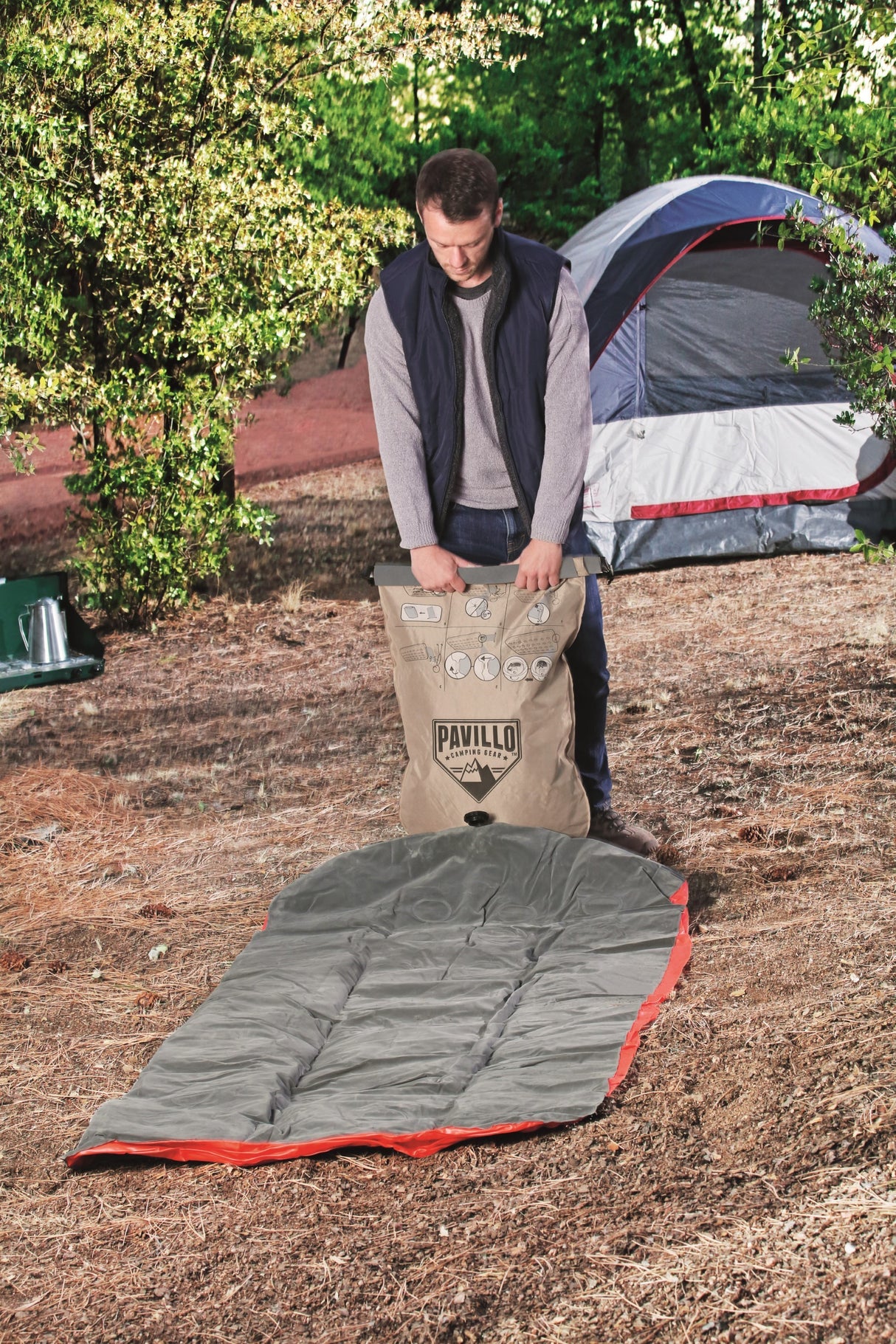 BESTWAY Matelas gonflable camping Pavillo - 1 place Roll & Relax - 188 x 99 x 22 cm - Avec sac de gonflage