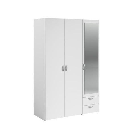 Chambre complete adulte ZODIAC : Lit 140x190 avec tiroir + Armoire 3 portes et 2 tiroirs + 2 chevets - Décor Blanc - PARISOT