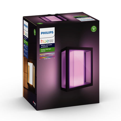 Applique murale - PHILIPS HUE - Impress - Lumiere blanche et colorée - Noir - Large - IP44