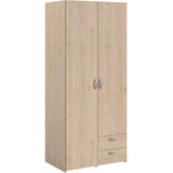 Armoire VARIA - DÈcor chene et blanc - 2 portes - 2 tiroirs - 80,7 x 185 x 51,3