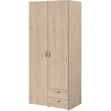 Armoire VARIA - DÈcor chene et blanc - 2 portes - 2 tiroirs - 80,7 x 185 x 51,3