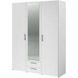 Armoire VARIA - DÈcor blanc - 3 portes  + 2 tiroirs + miroir - L 150 x H 200 x 51 cm