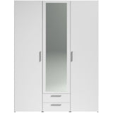 Armoire VARIA - DÈcor blanc - 3 portes  + 2 tiroirs + miroir - L 150 x H 200 x 51 cm