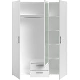 Armoire VARIA - DÈcor blanc - 3 portes  + 2 tiroirs + miroir - L 150 x H 200 x 51 cm