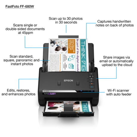 Scanner de documents EPSON FastFoto FF-680W - 600 dpi - Wifi avec bac de chargement automatique