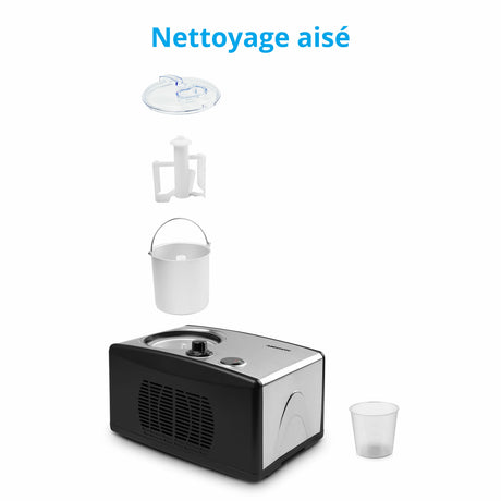 Sorbetiere Yaourtiere - MEDION MD18387 – 150W – de -18 a -35°C – 1,5L de glace – Écran LCD – Noir/Alu