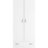 PARISOT Armoire 2 portes battantes + 1 tiroir - Panneaux de particules - Décor Blanc - L 78 cm x P 38 cm x H 170 cm - VARIA