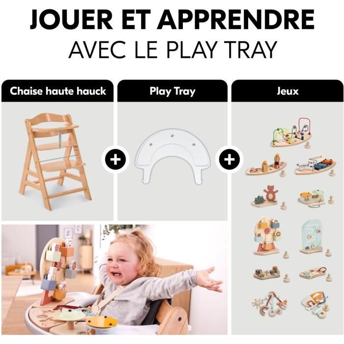 Chaise haute - HAUCK - ALPHA+ - Evolutive - De 6 mois a 90 kg - Bois FSC - Harnais 5 points - Naturel